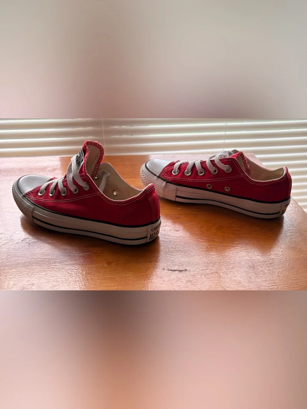 Converse Red Low-Top Canvas Sneakers with White Accents